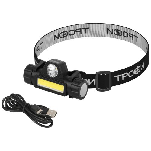 Фонарь налобный светодиодный Трофи GA-101 аккумуляторный 3Вт COB+LED, IP40 Б0069568