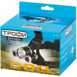 Фонарь налобный Трофи GA-106 High Power Headla Б0069573, 4 режима, IP42