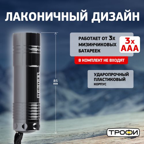 Фонарь ручной Трофи TM9 60 лм алюминиевый 3хAAA Б0002225