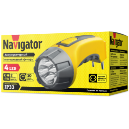NAVIGATOR 94951 NPT-CP03-ACCU 4LED, аккумуляторный фонарь 4В 500мА·ч, пластик