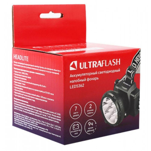 Фонарь налобный Ultraflash 11256 LED5362 30 лм черный