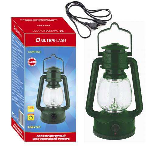 Фонарь аккумуляторный кемпинговый Ultraflash LED5161 15 лм зелёный 12099