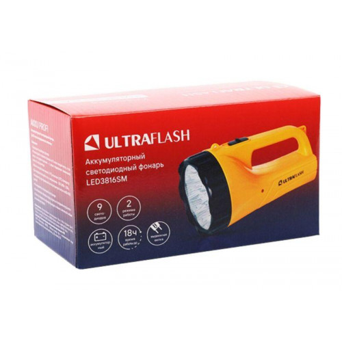 Фонарь аккумуляторный Ultraflash LED3816SM 30 лм желтый 12859