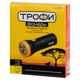 Фонарь аккумуляторный Трофи TA4-box8 4LED, 30 лм, IP20, 0.5 А·ч Б0004985