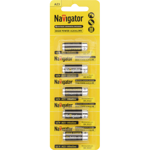 Батарейка алкалиновая NAVIGATOR 61464 A23 12V 40mAh блистер 5 шт