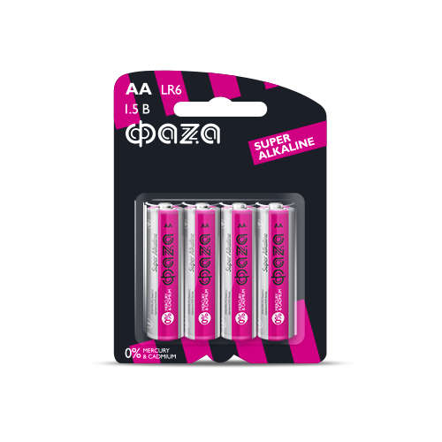 Батарейка алкалиновая ФАZА AA/LR6 Super Alkaline 1.5В BL-4 5000285 (4шт)