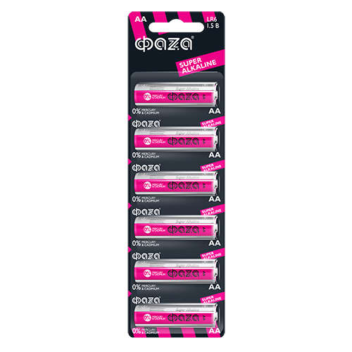 Батарейка алкалиновая ФАZА AA/LR6 Super Alkaline BL-6 1.5В 6шт 5002043