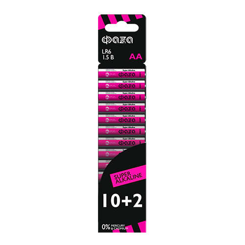 Батарейка алкалиновая ФАZА AA/LR6 Super Alkaline SBL-10+2 1.5В 2854582 (12шт)