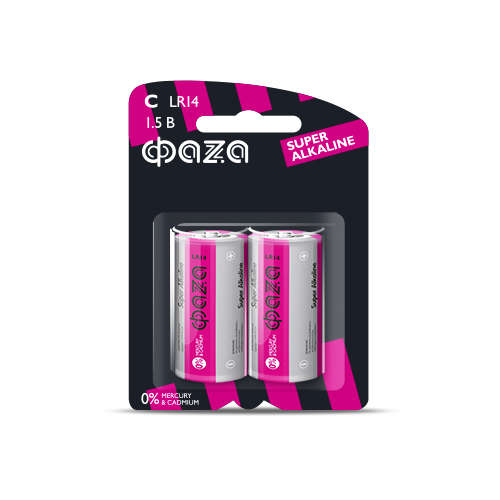 Батарейка алкалиновая ФАZА C/LR14 1.5В Super Alkaline BL-2 2858504 (2 шт)