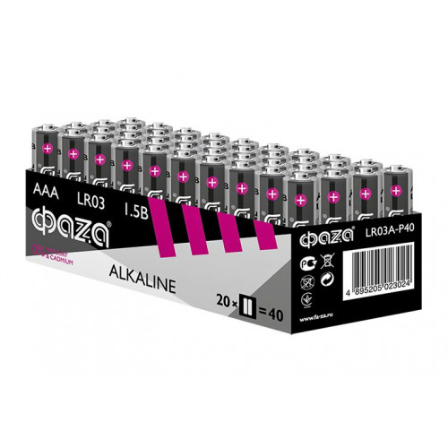 Батарейка алкалиновая ФАZА AAA/LR03 1.5В Alkaline Pack-40 5023024 (40 шт)