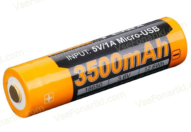 Фото 1 аккумулятора Fenix 18650 3500mAh USB
